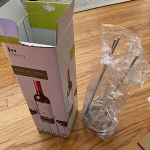 Picnic Stix Wine Set- outdoor wine set to hold 2 wine glasses & bottle, NIB